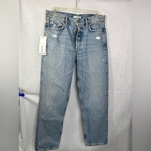 Girlfriend Helena distressed jeans, high waist, straight leg